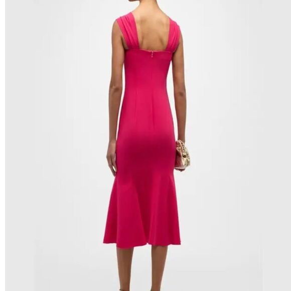 Carolina Herrera Square Neck Trumpet Midi Dress With Cap Sleeves NWT 10 $1890 - Picture 6 of 8